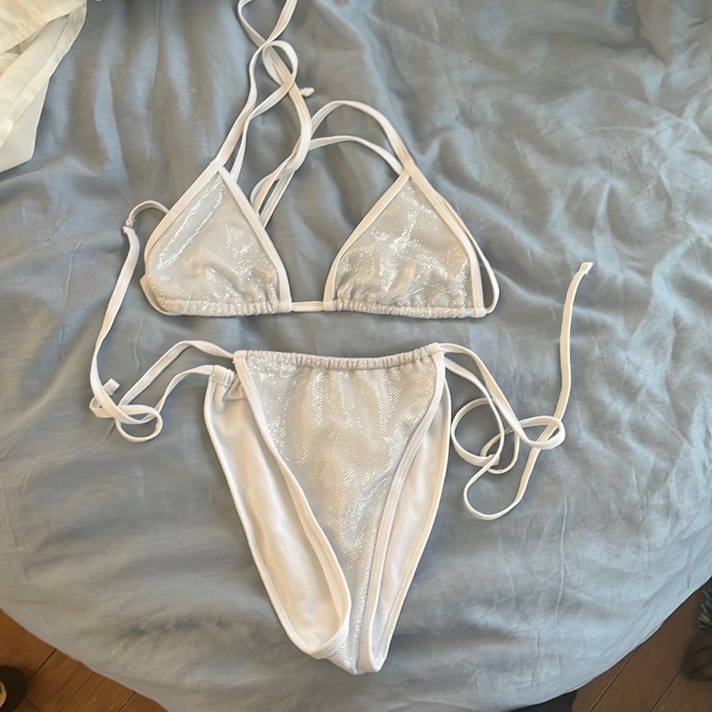 Missguided White Metallic String Bikini